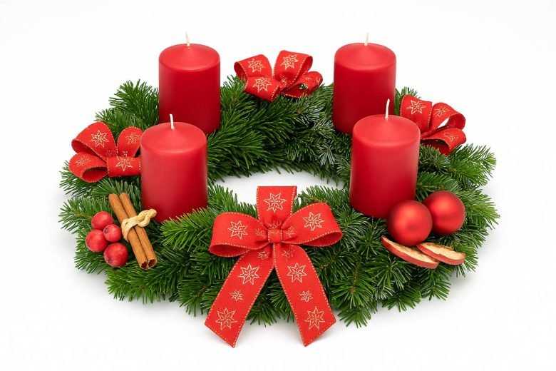 Adventkranz Klassik Deluxe in Rot — Blumen Kleissner Graz