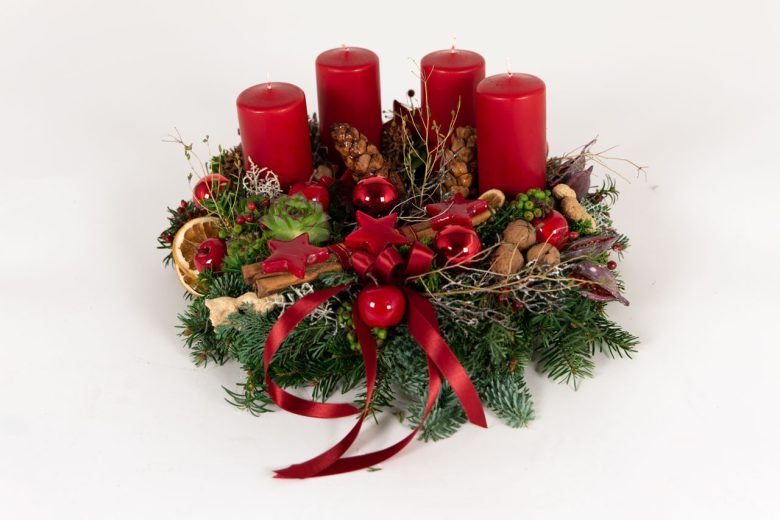 Großer Adventkranz in Rot — Blumen Kleissner Graz