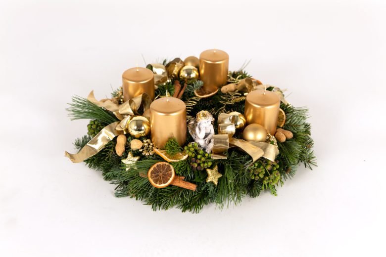 Adventkranz Klassik Deluxe in Gold — Blumen Kleissner Graz